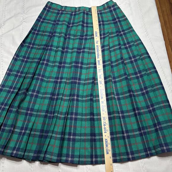 Vintage Pendleton Green & BluePlaid Pleated Skirt 100% Wool Womens Size 16 - Picture 2 of 8
